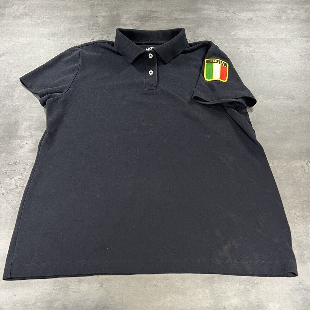 Italy Polo Shirt Women M Black Babydoll Crop Patch Rugby Preppy Tennis READ